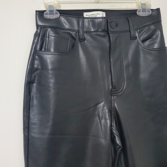 Abercrombie & Fitch Vegan Leather Ankle Straight Ultra High Rise Jeans 27 Waist - Picture 3 of 10